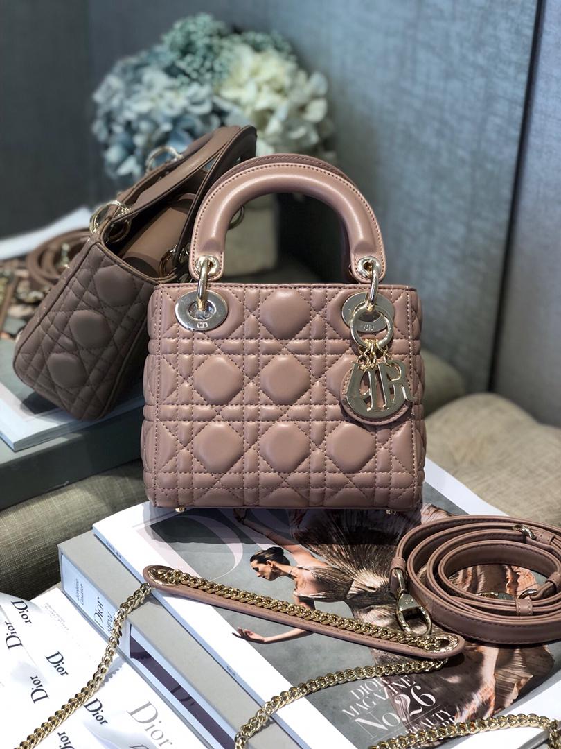 TOP Christian Dior Lady Christian Dior Bag Mini- Dusty Rose