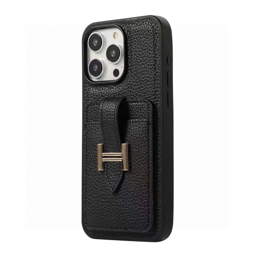 TOP HERMES iPhone Phone Case - Black