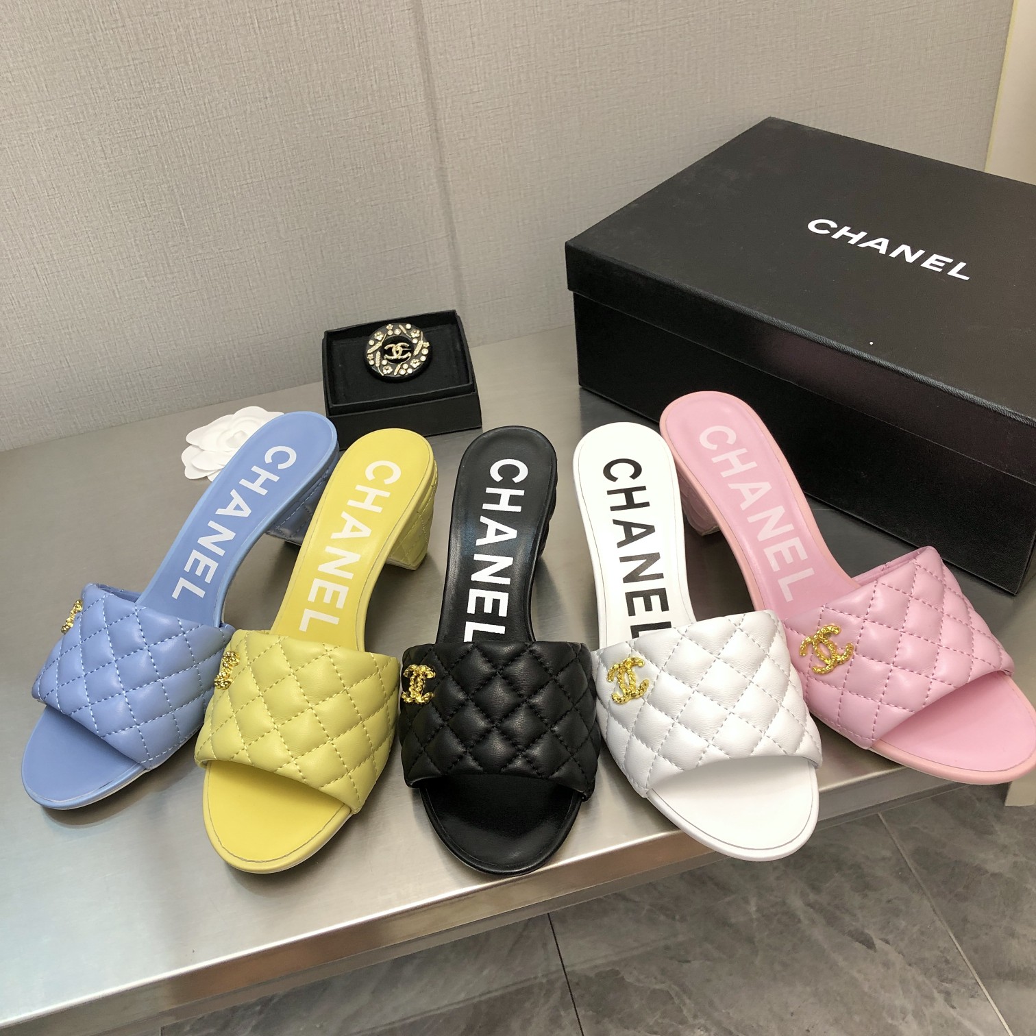 TOP CHANEL 6cm High Heel Slippers - 5 Color