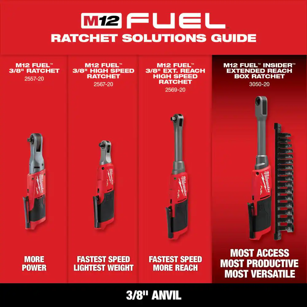 M12 FUEL 12-Volt Lithium-Ion Brushless Cordless High Speed 3/8 in. Ratchet (Tool-Only)