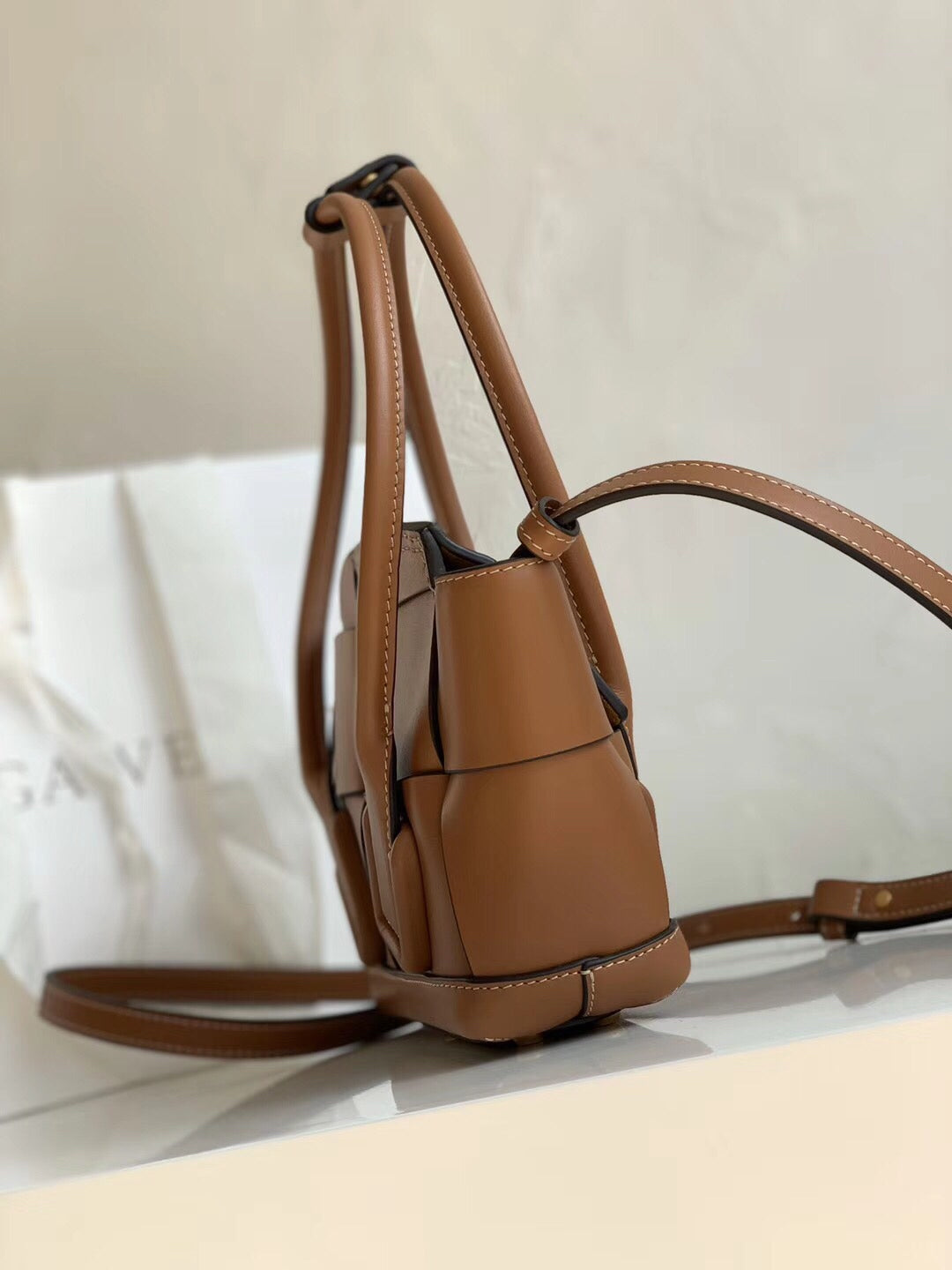 TOP Bottega Veneta BV Mini Arco 29 Leather Bag - Brown