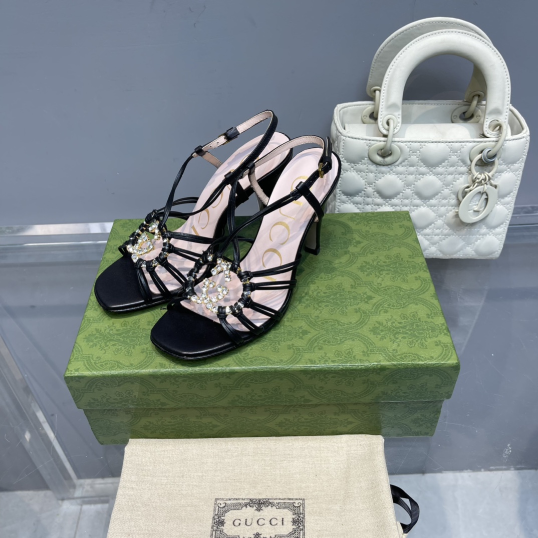 TOP GUCCI Lsa Diamond Sandals  - Black