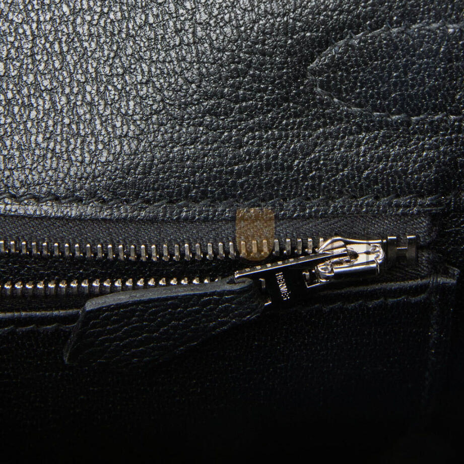 HERMES MASTER BIRKIN 25 BLEU MARINE SHINY NILOTICUS CROCODILE PATTERN AND BLACK NOVILLO TOUCH PALLADIUM HARDWARE (25cm)