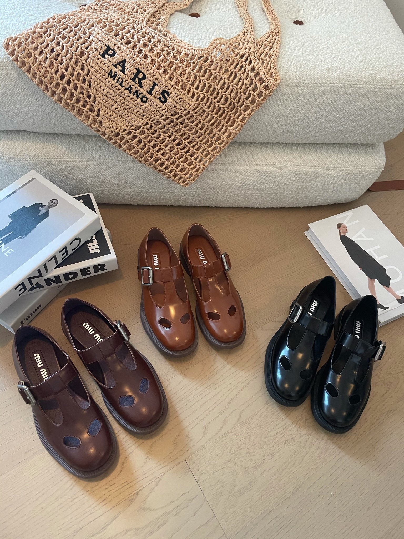 TOP Miu Miu Hollow Block Heel Loafers - 3 Color