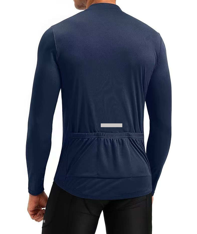 Mens Cycling Jersey with Back Pockets Long Sleeve UPF 50+ Half Zip