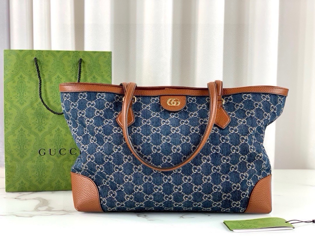 TOP GUCCI Ophidia Denim Collection Tote Bags 38x28x14cm - 2 Colors - GHW