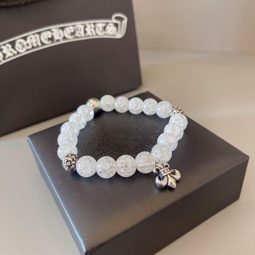 Chrome Hearts Silver Fleur Beaded Bracelet (Replica)