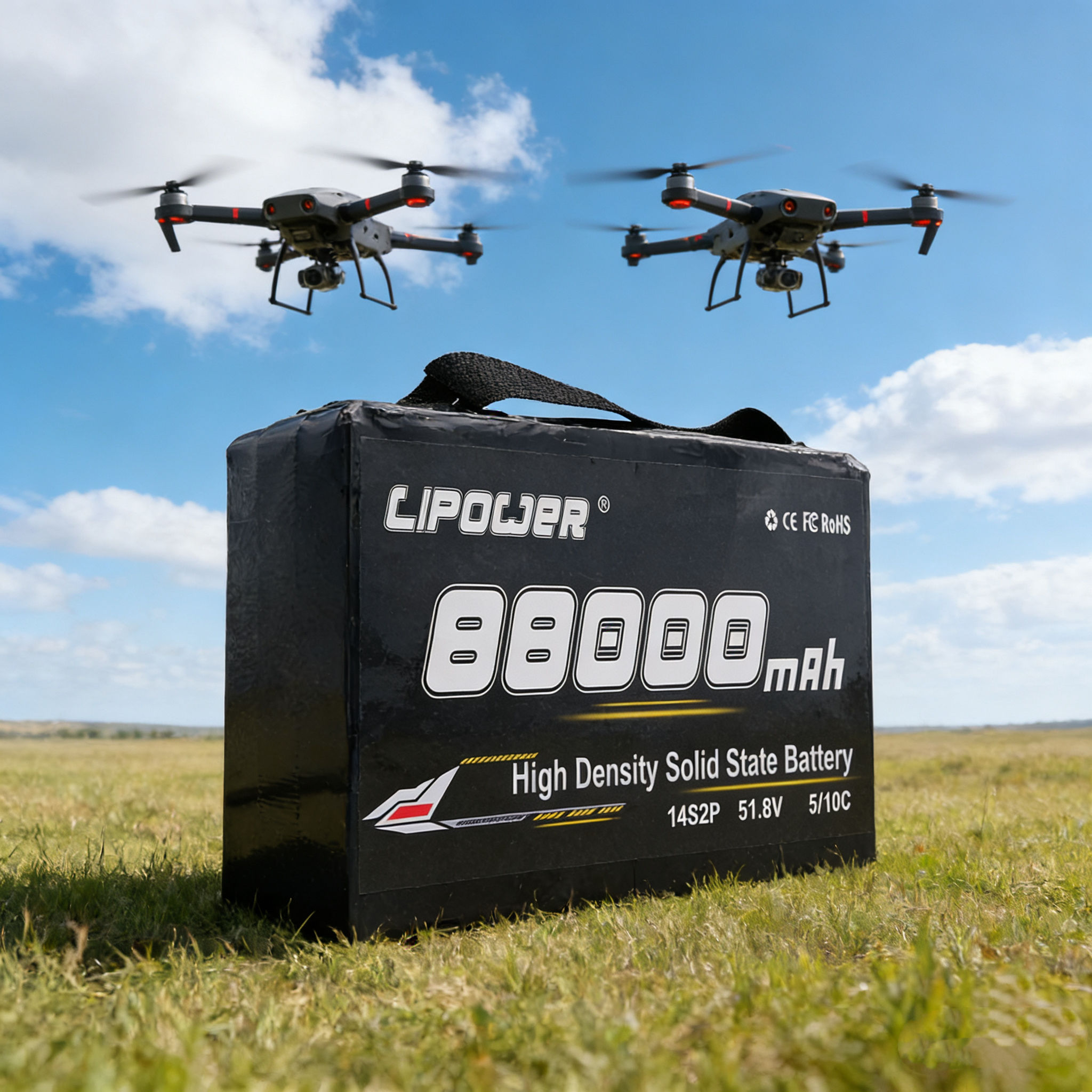 High capacity solid-state lithium battery 88000mAh 10C 22.2V/44.4V - lipowbattery