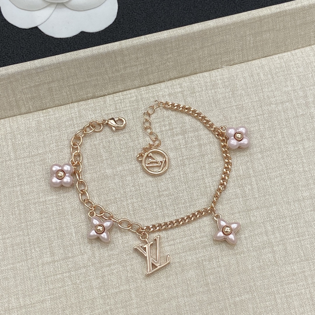 TOP Louis Vuitton LV Bracelet with Pink Flowers - 3 Colour