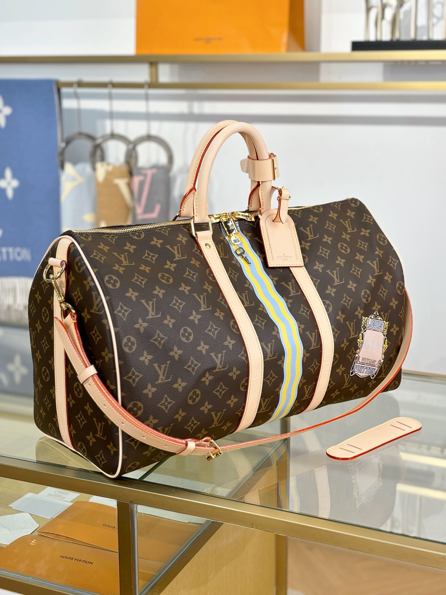 TOP Louis Vuitton LV Keepall Bandouliere Travel Bag 50x29x23cm - Brown