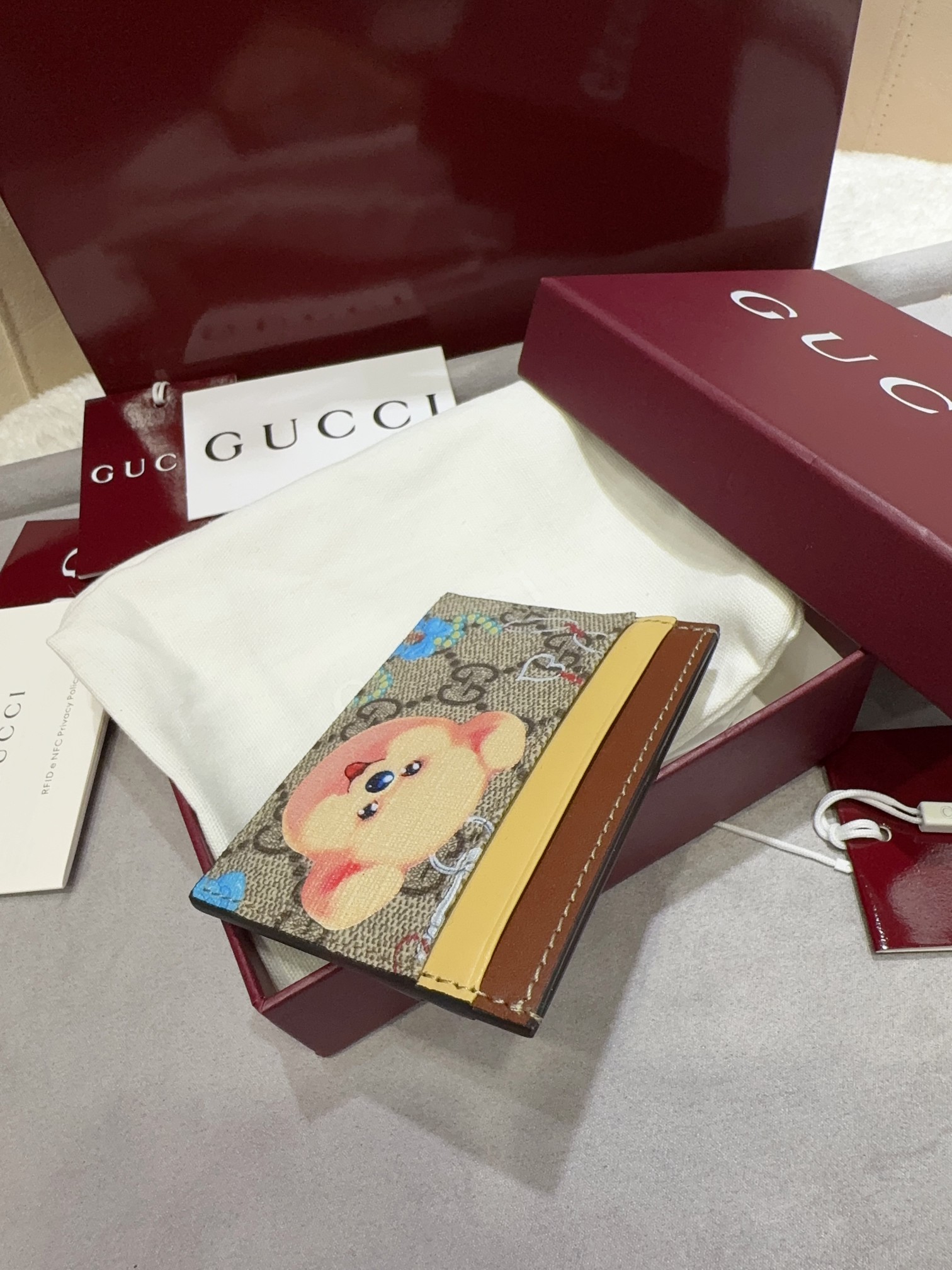 TOP GUCCI Card Bag 11 x 7 ㎝ - Brown