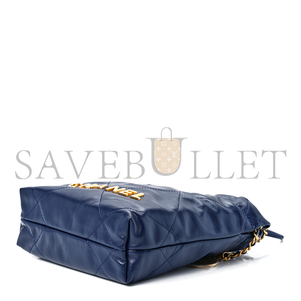 CHANEL MASTER SHINY CALFSKIN QUILTED MINI CHANEL 22 NAVY BLUE (20*19*6cm)
