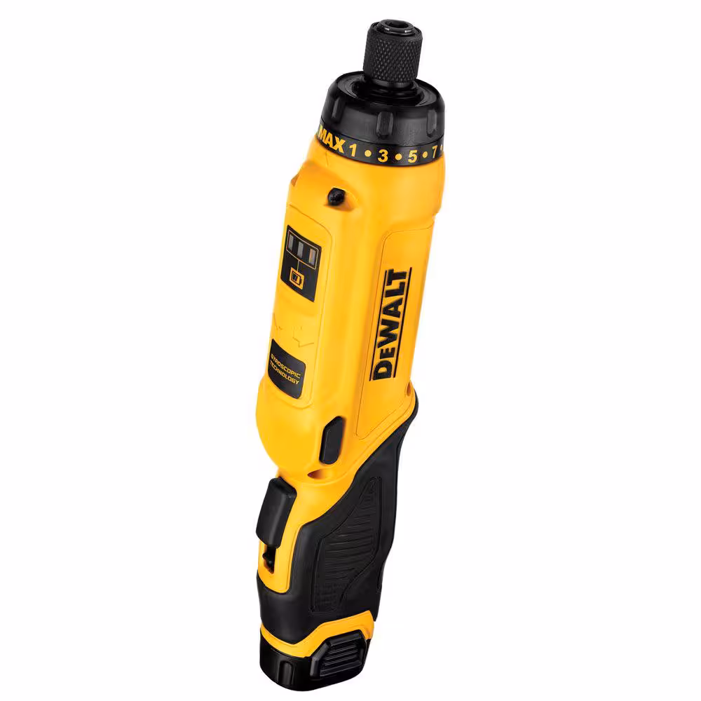 8V MAX Cordless Gyroscopic Screwdriver with Adjustable Handle, (1) 1.0Ah Battery, Charger and Bag