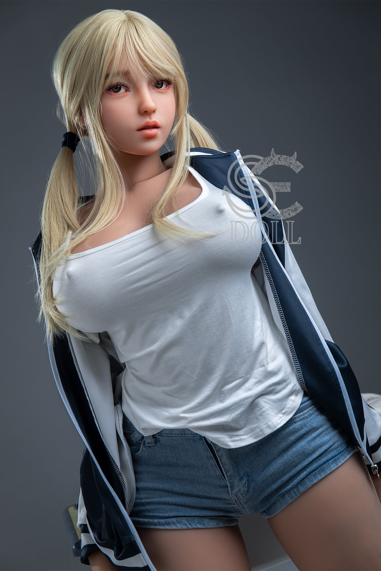 EU In Stock - 157cm/5ft2 H-cup Blonde Sex Doll SED255 Head#120 - Melody.A (baseball jacket)