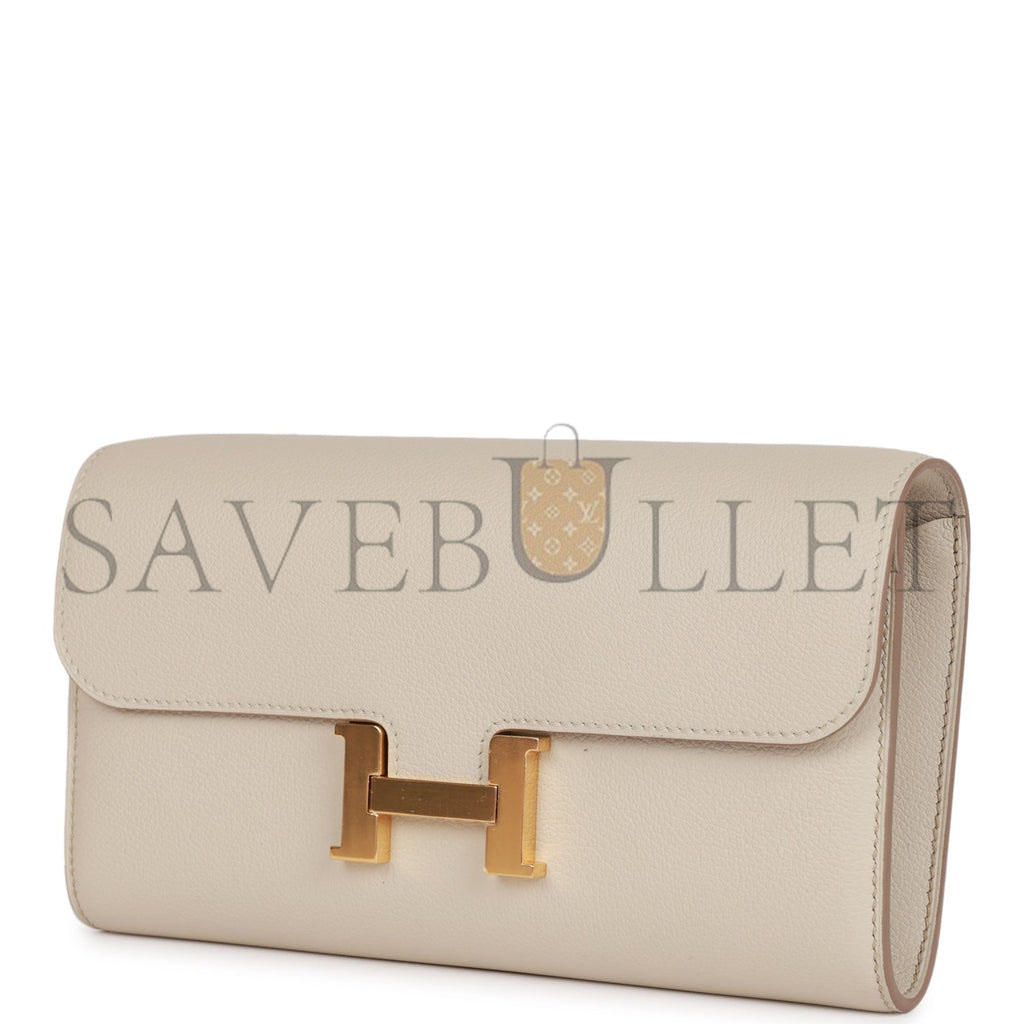 HERMES CONSTANCE WALLET TO GO BETON EVERCOLOR GOLD HARDWARE (20*11*4cm)
