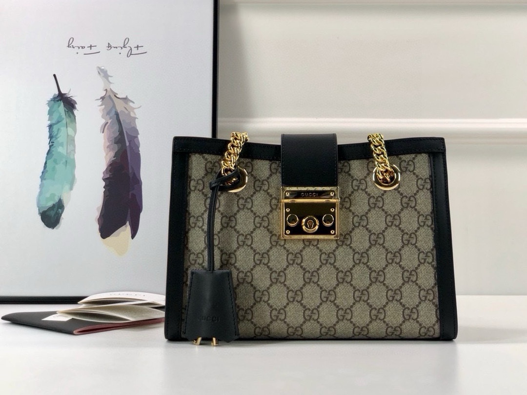 TOP GUCCI G*G Padlock Chain Medium Tote Bag 26x18x10cm  - 2 Colour