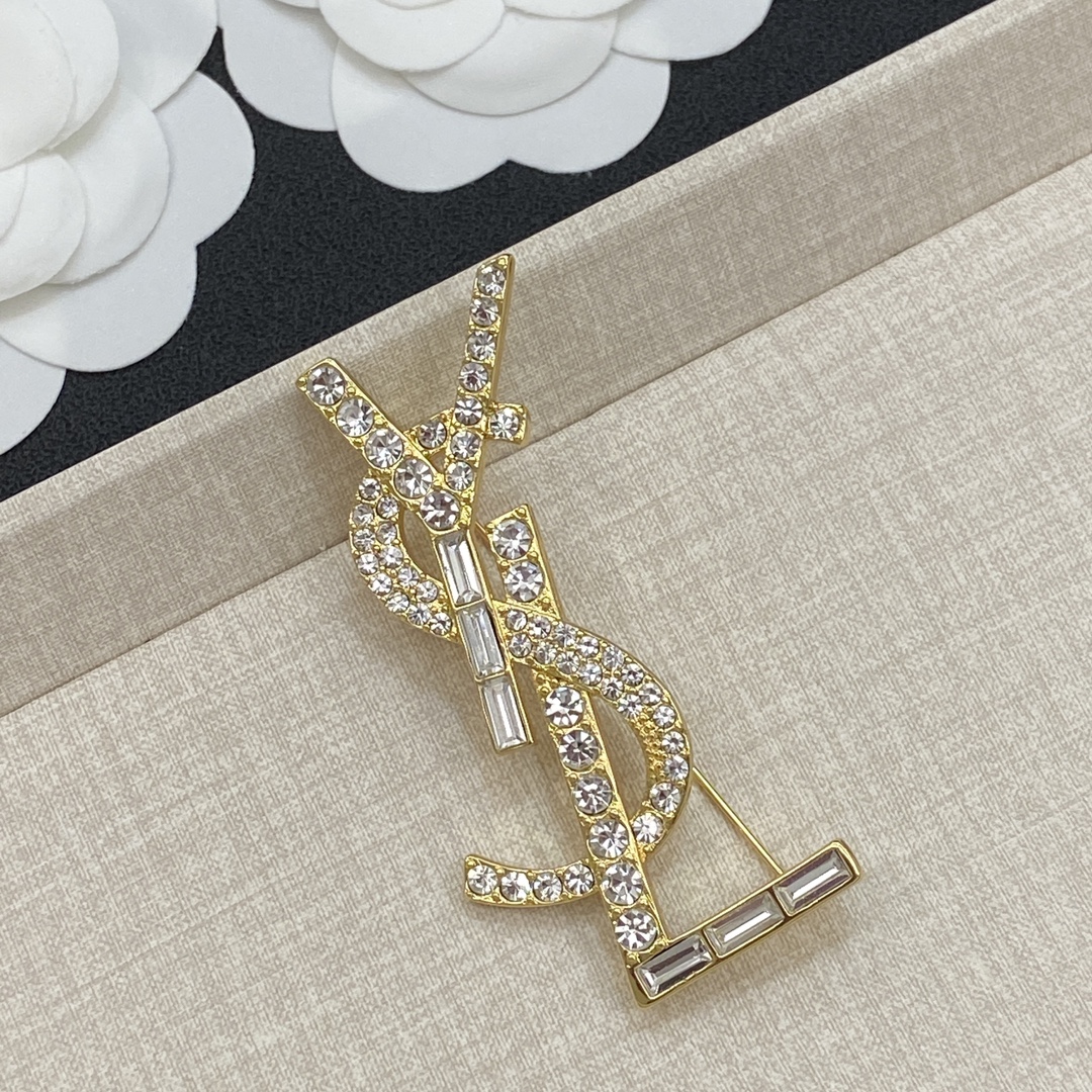 TOP Yves Saint Laurent YSL Brooch  - Gold