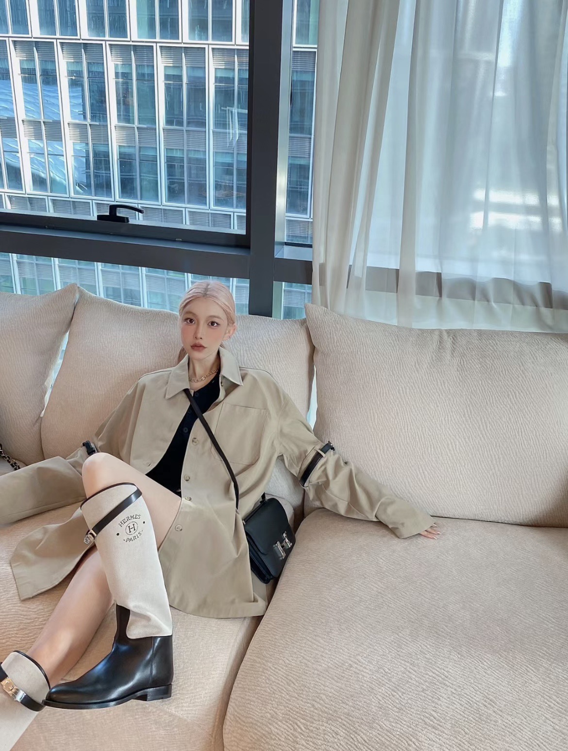 TOP HERMES Kelly Bottes Jumping - Black