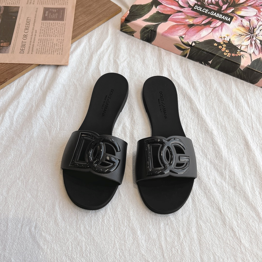Dolce Gabbana DG Rubber flat Sandals Slide（Replica）