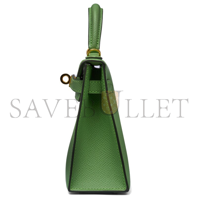 HERMÈS VERT CRIQUET EPSOM MINI KELLY II GOLD HARDWARE (19*12*5.5cm)