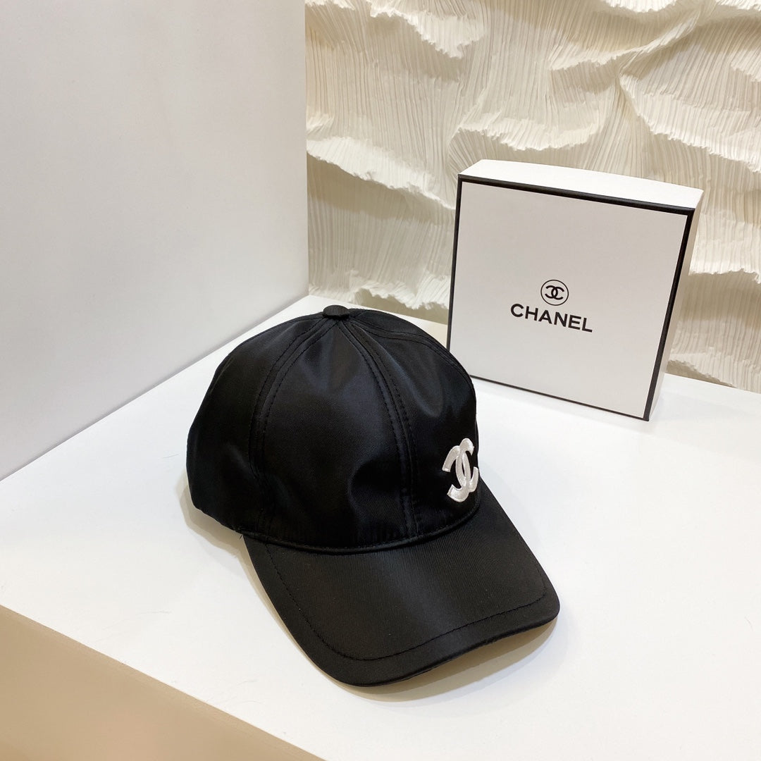TOP CHANEL Nylon Side Logo Cap - Black
