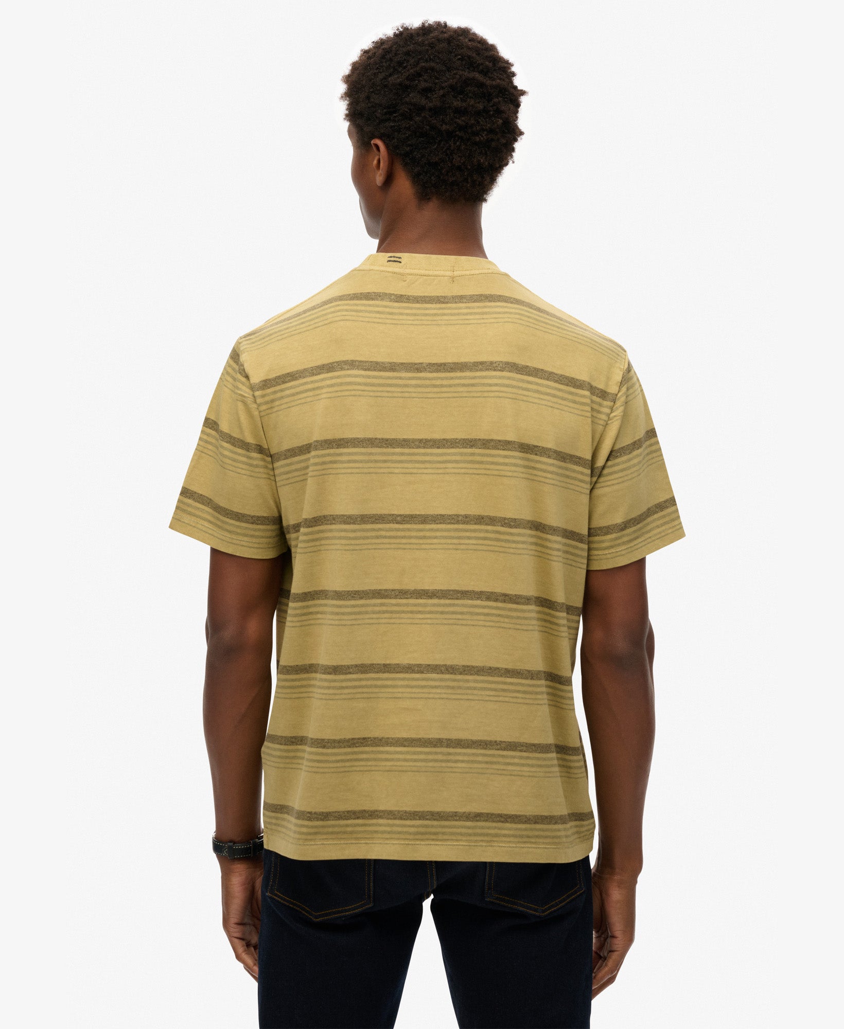 Contrast Stripe Pocket Tee | Washed Cappuccino Stripe
