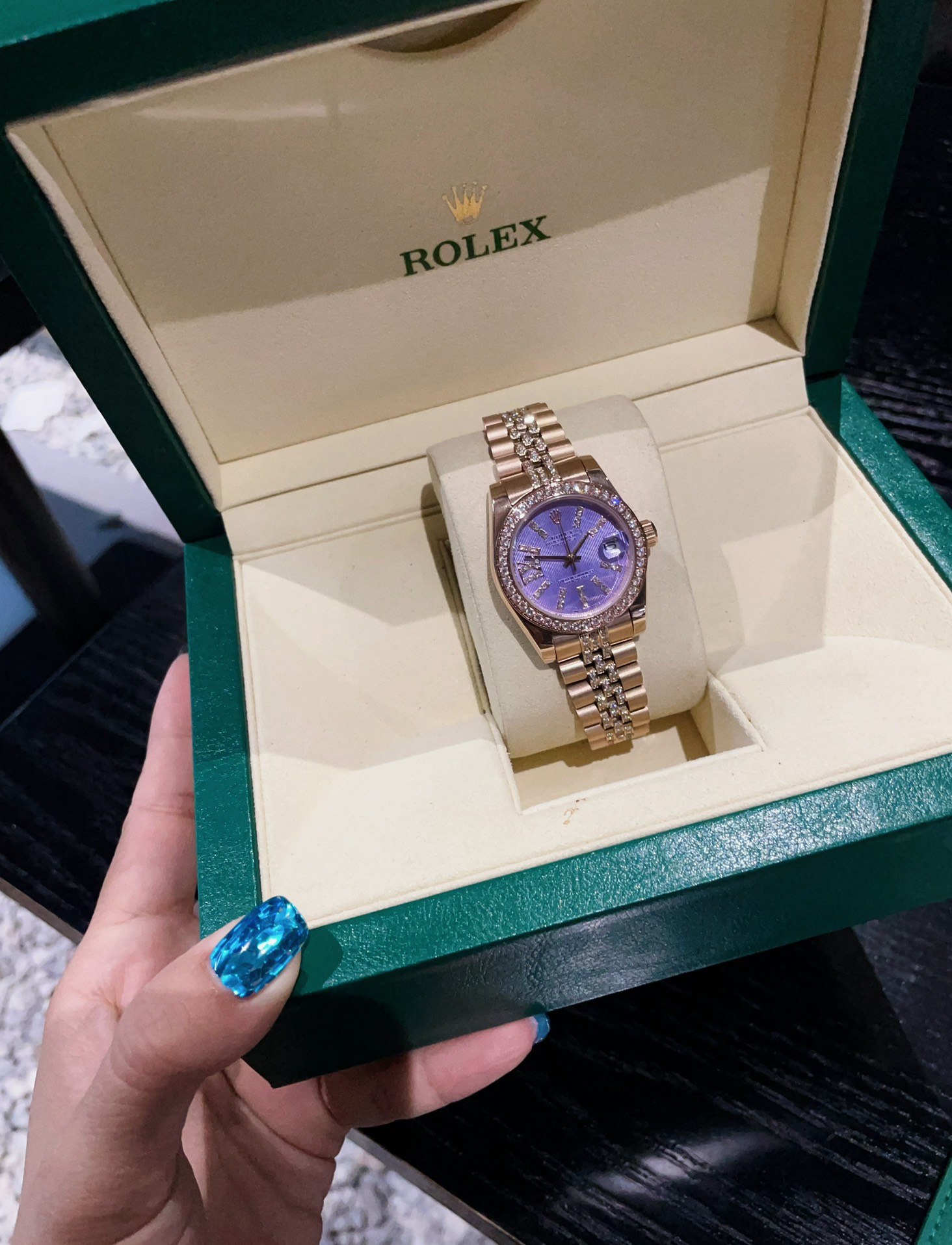TOP ROLEX Purple Dial Watch 31mm - Rose Gold