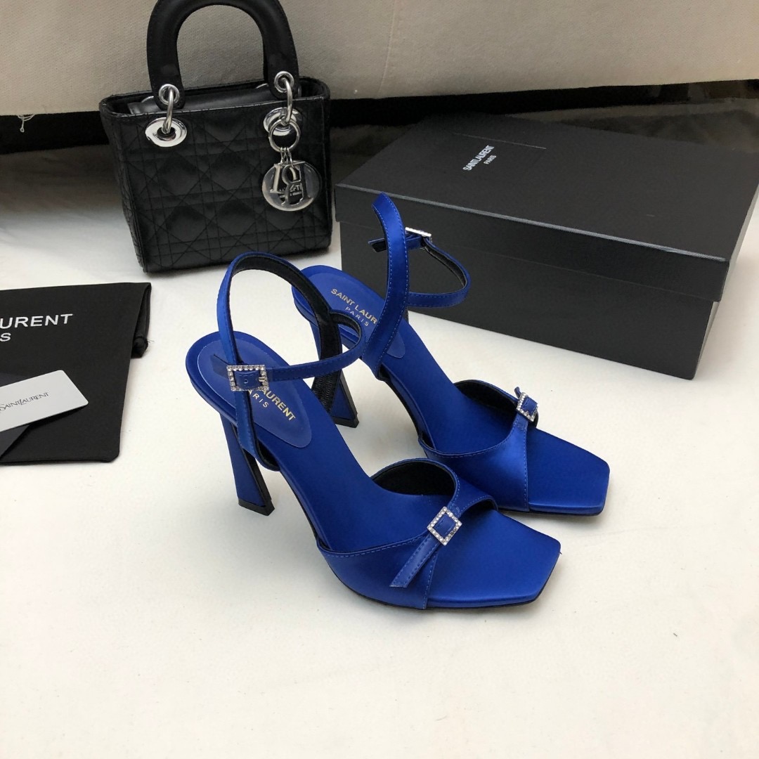 Saint Laurent YSL Silk Buckle Open Toe 10.5cm Slide Sandal (Replica)