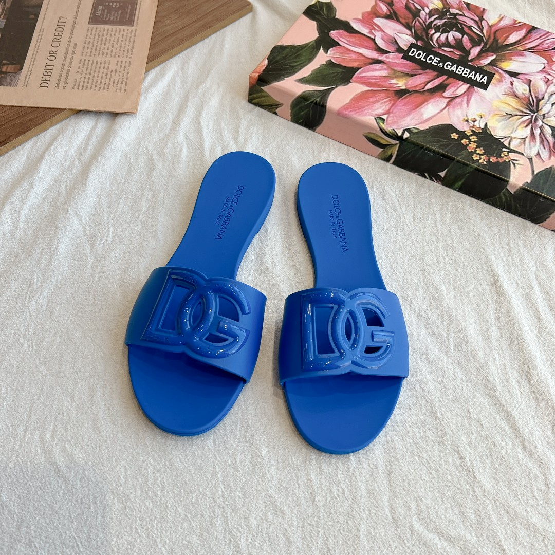Dolce Gabbana DG Rubber flat Sandals Slide（Replica）