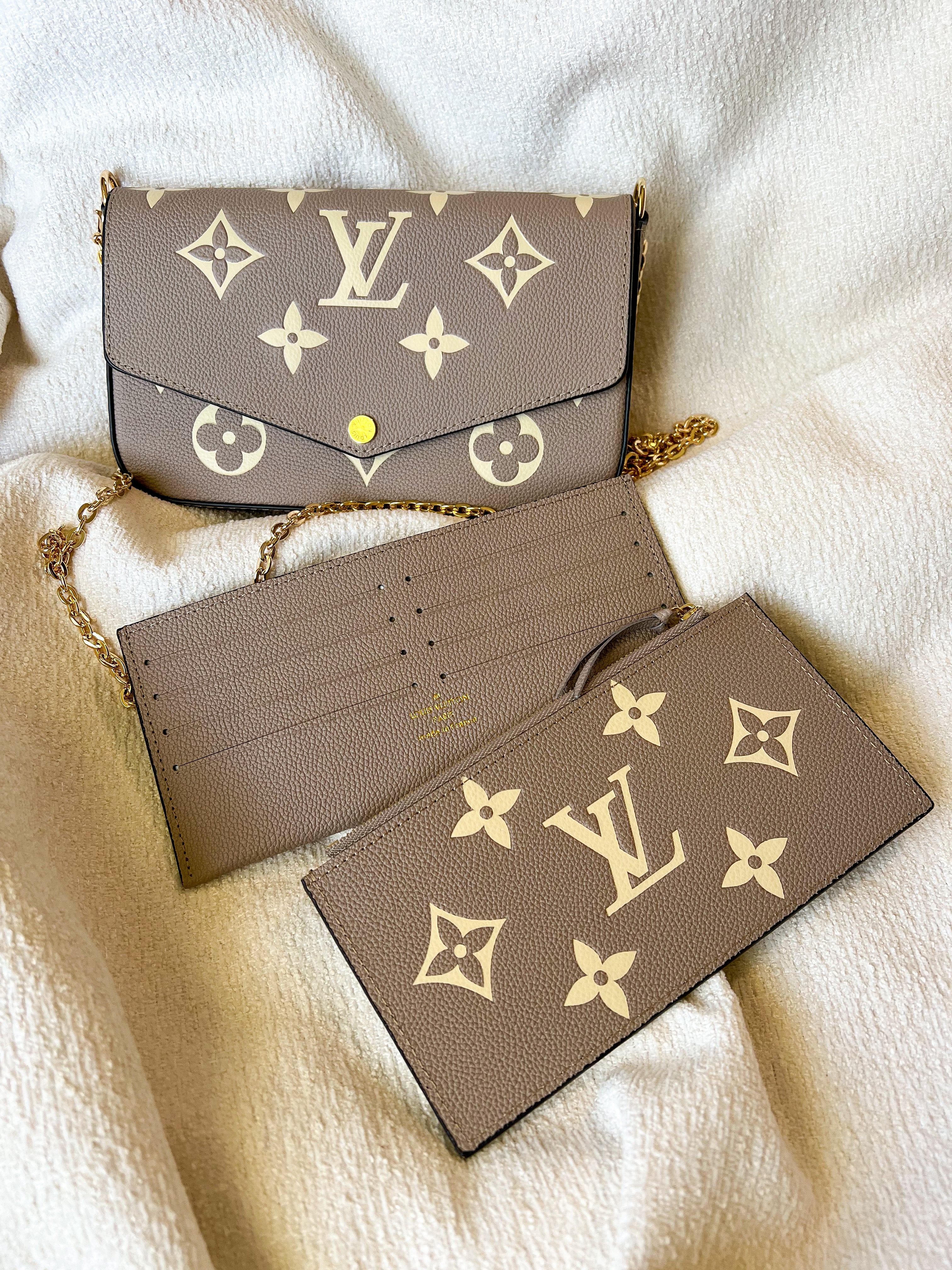 TOP Louis Vuitton LV Felicie Empreinte  21X12X3cm-Turtle Dove and White