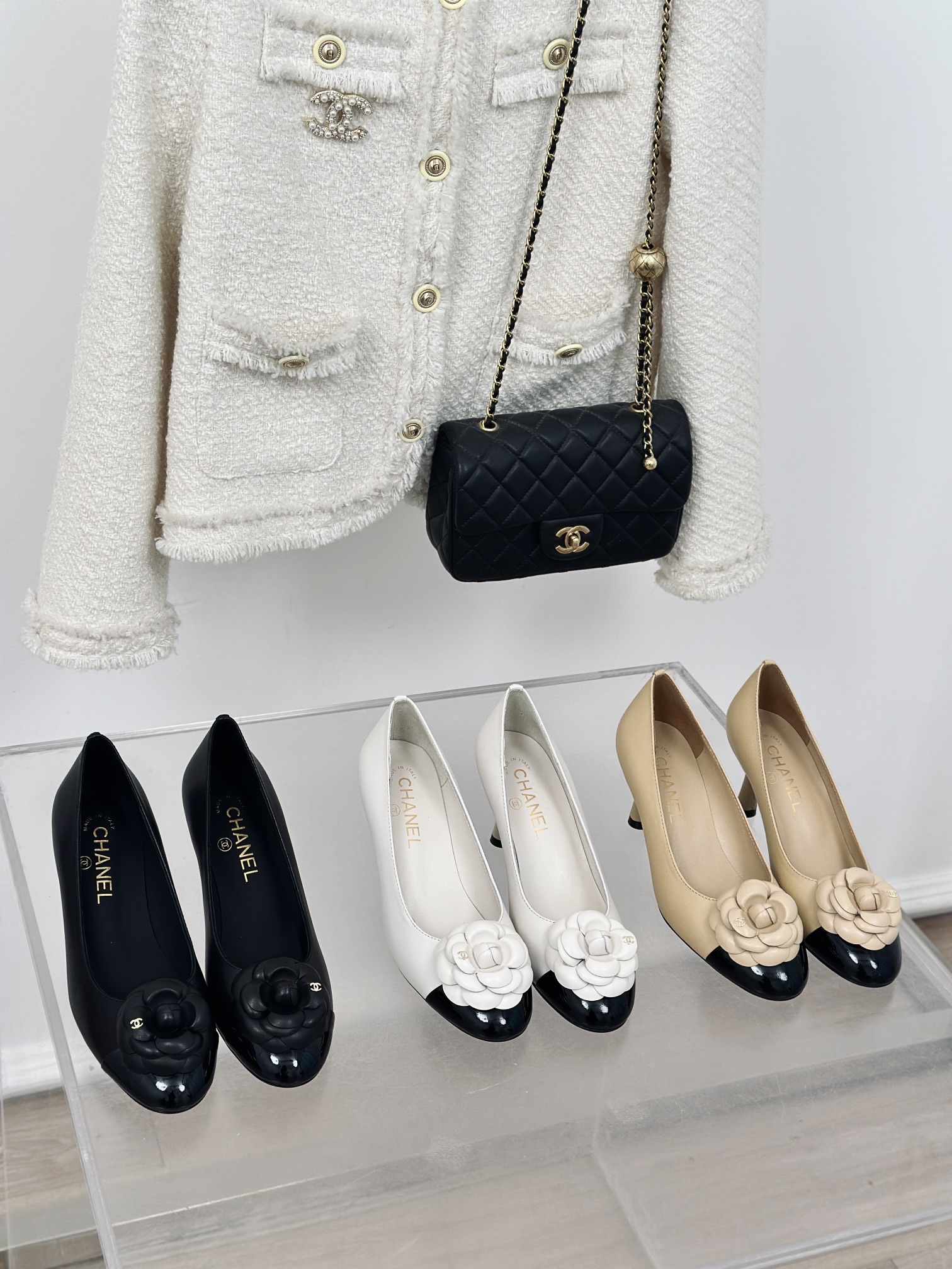 TOP CHANEL Camellia Pumps 7cm - 3 Color