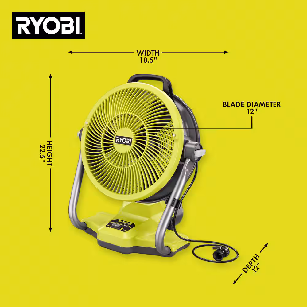 ONE+ 18V Cordless Hybrid WHISPER SERIES 12 in. Misting Air Cannon Fan (Tool Only)