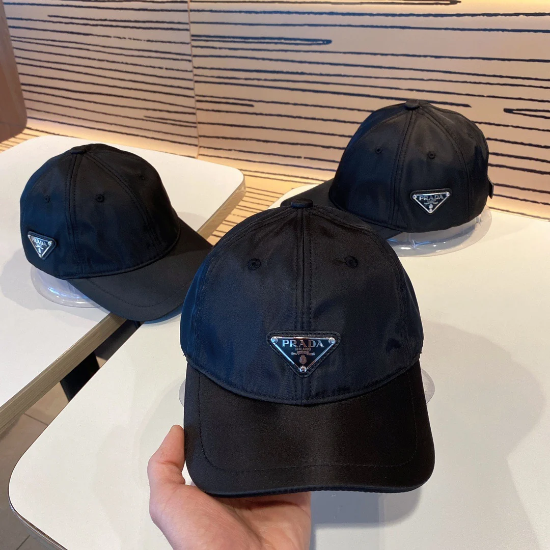 AAACAT Lightweight Nylon Baseball Cap Men Women Triangle Metal Badge Casual Adjustable Sun Hat Outdoor Sports Curved Brim Dad Hat