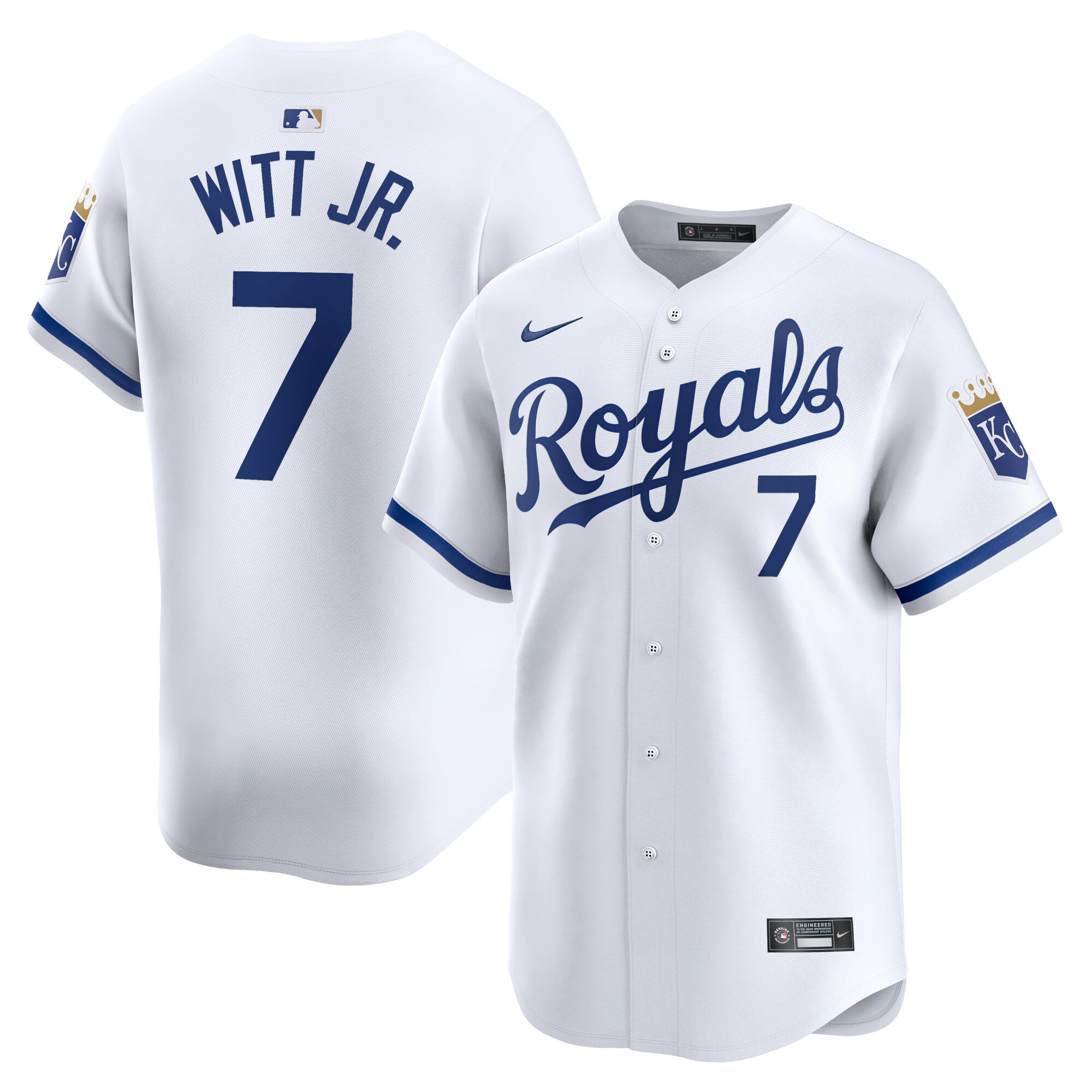 Men’s Kansas City Royals Bobby Witt Jr. White Home Limited Player Jersey