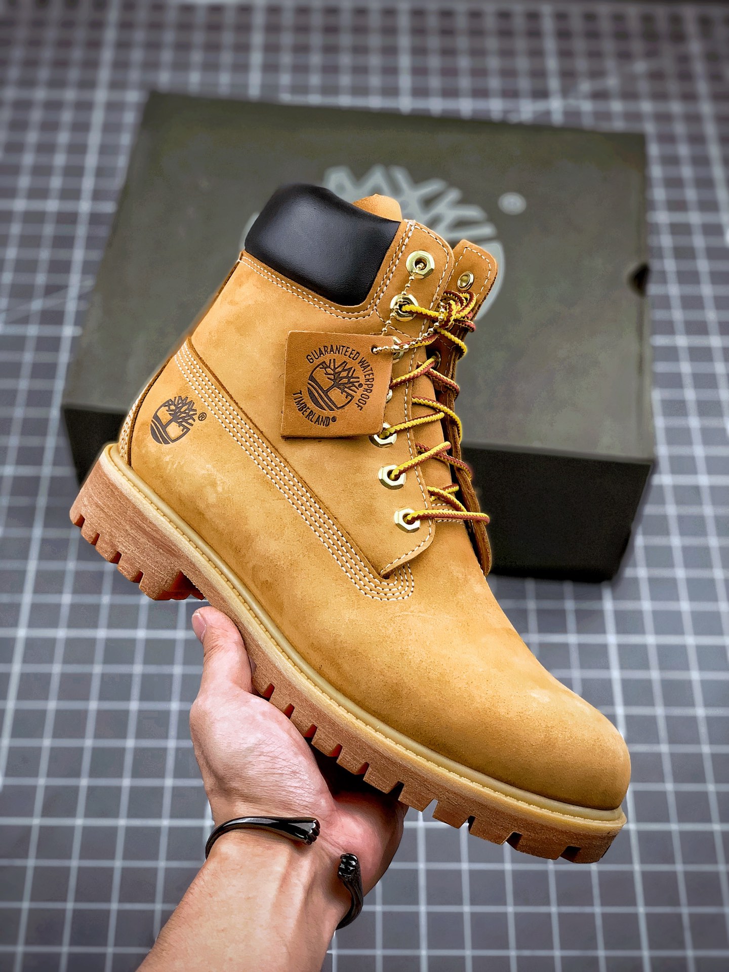 Timberland 6-Inch Premium Waterproof Boot, Unisex Wheat Nubuck Leather Work Hiking Boots