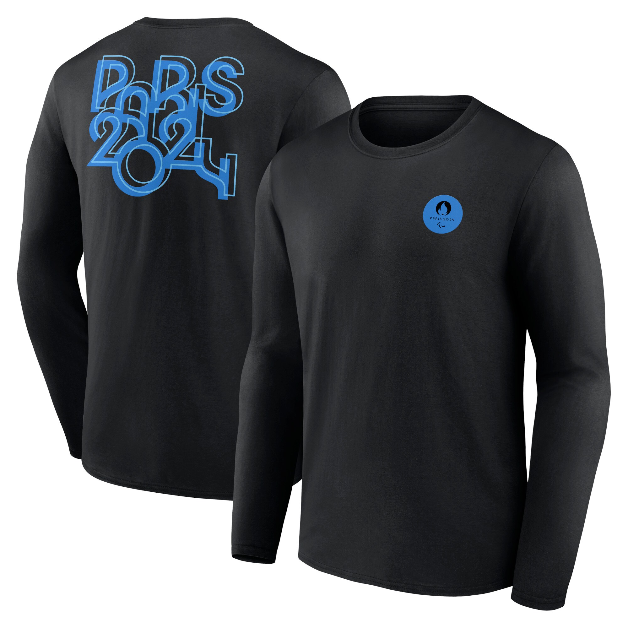 Men's Fanatics Black Paris 2024 Summer Paralympics Text Block Overlay Long Sleeve T-Shirt