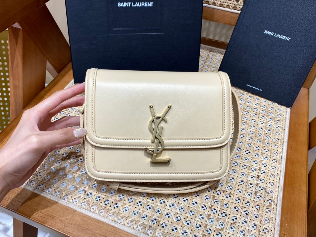 TOP Yves Saint Laurent YSL Solferino Small Shoulder Bag - Beige