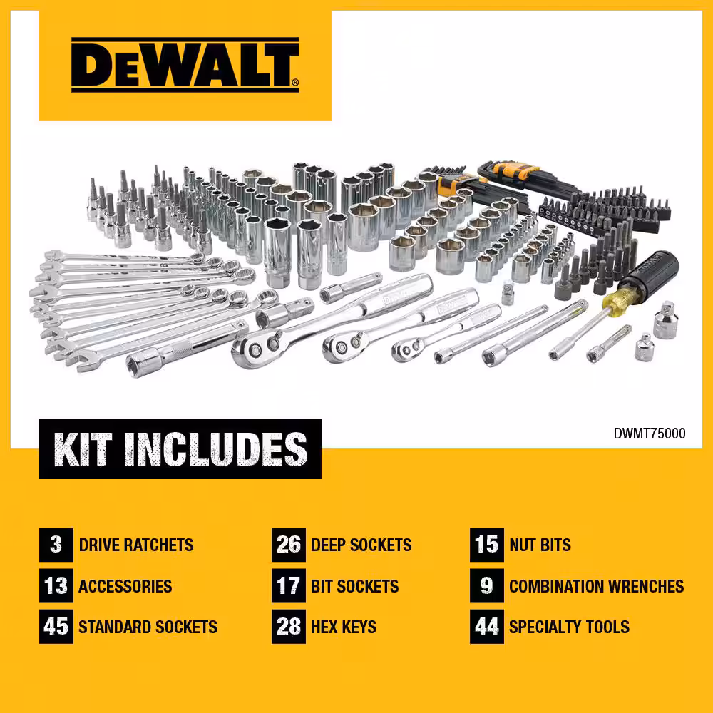 1/4 in., 3/8 in., and 1/2 in. Drive Polished Chrome Mechanics Tool Set (200-Piece)