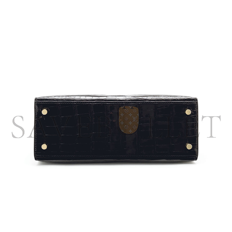 HERMÈS MASTER BLACK ALLIGATOR SELLIER KELLY 25 WITH GOLD HARDWARE (25*17*7cm)