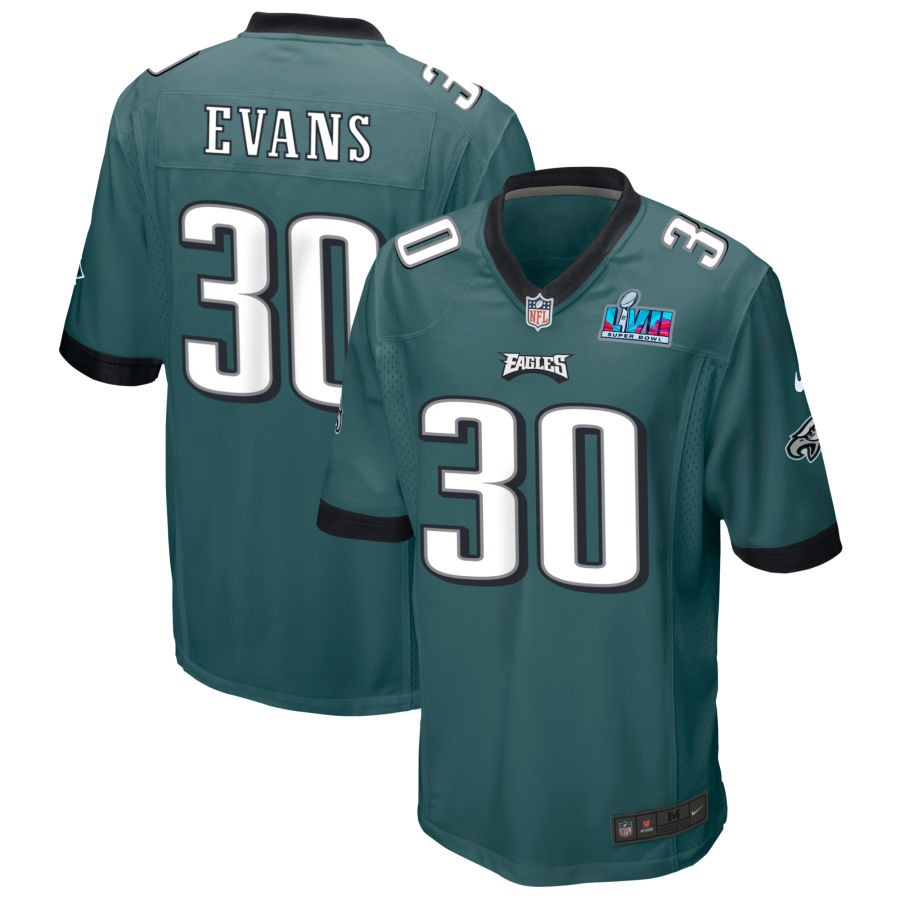 Justin Evans Philadelphia Eagles  Super Bowl LVII Game Jersey - Midnight Green