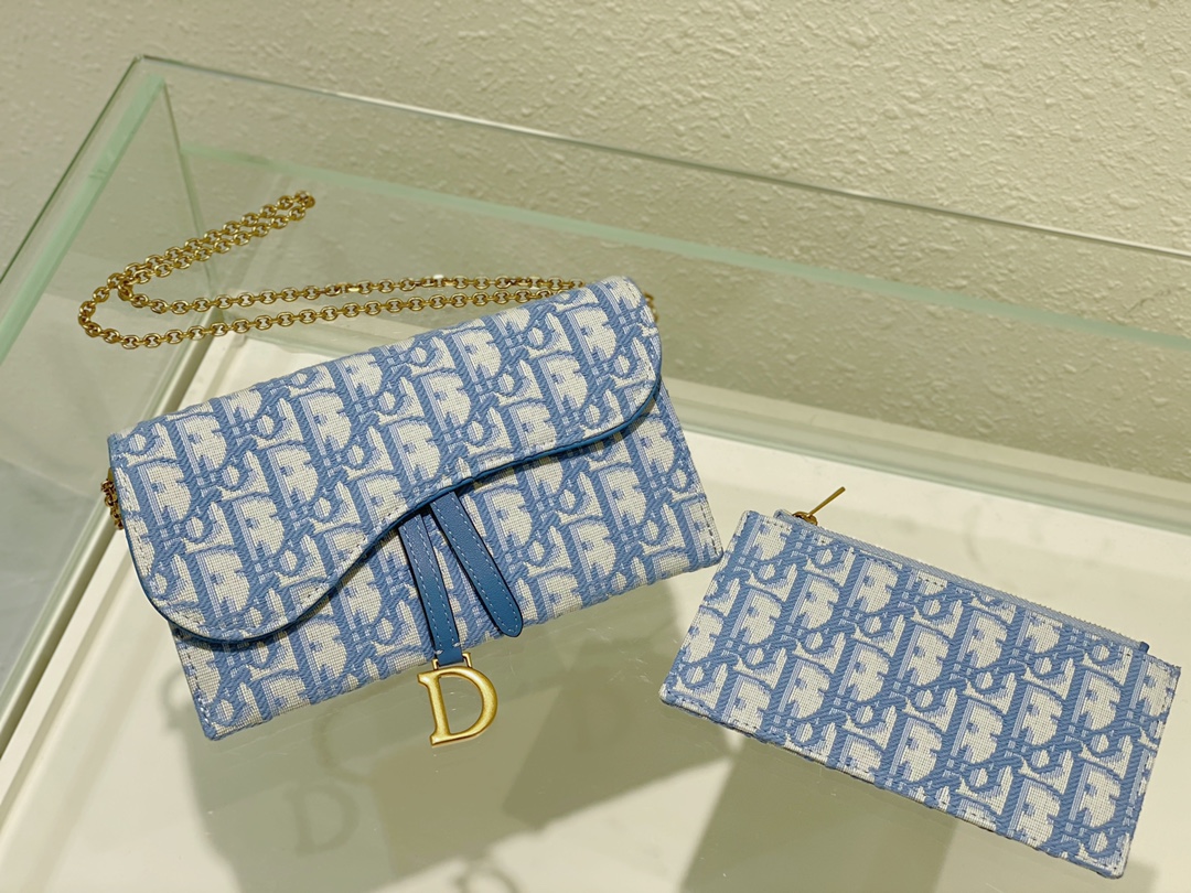 TOP Christian Dior Saddle Bag Oblique Printed Fabric 19x11x2.5cm
