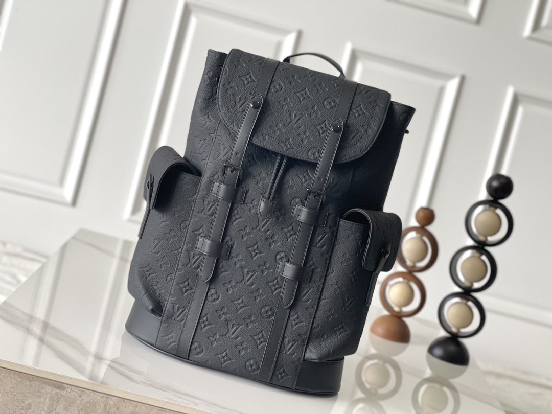 TOP Louis Vuitton LV Christopher Backpack 32x39x12cm/41×48×13cm - Black