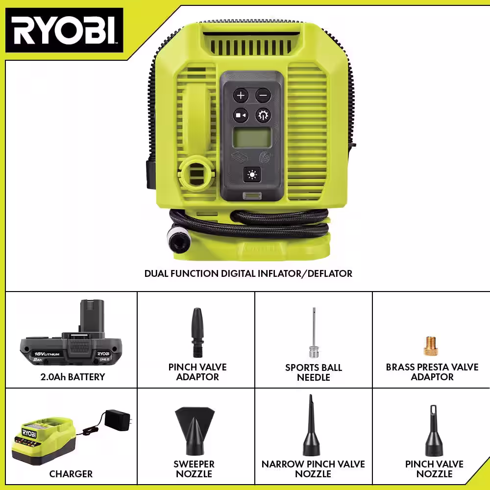 ONE+ 18V Dual Function Inflator Kit with 2.0Ah Battery and Charger
