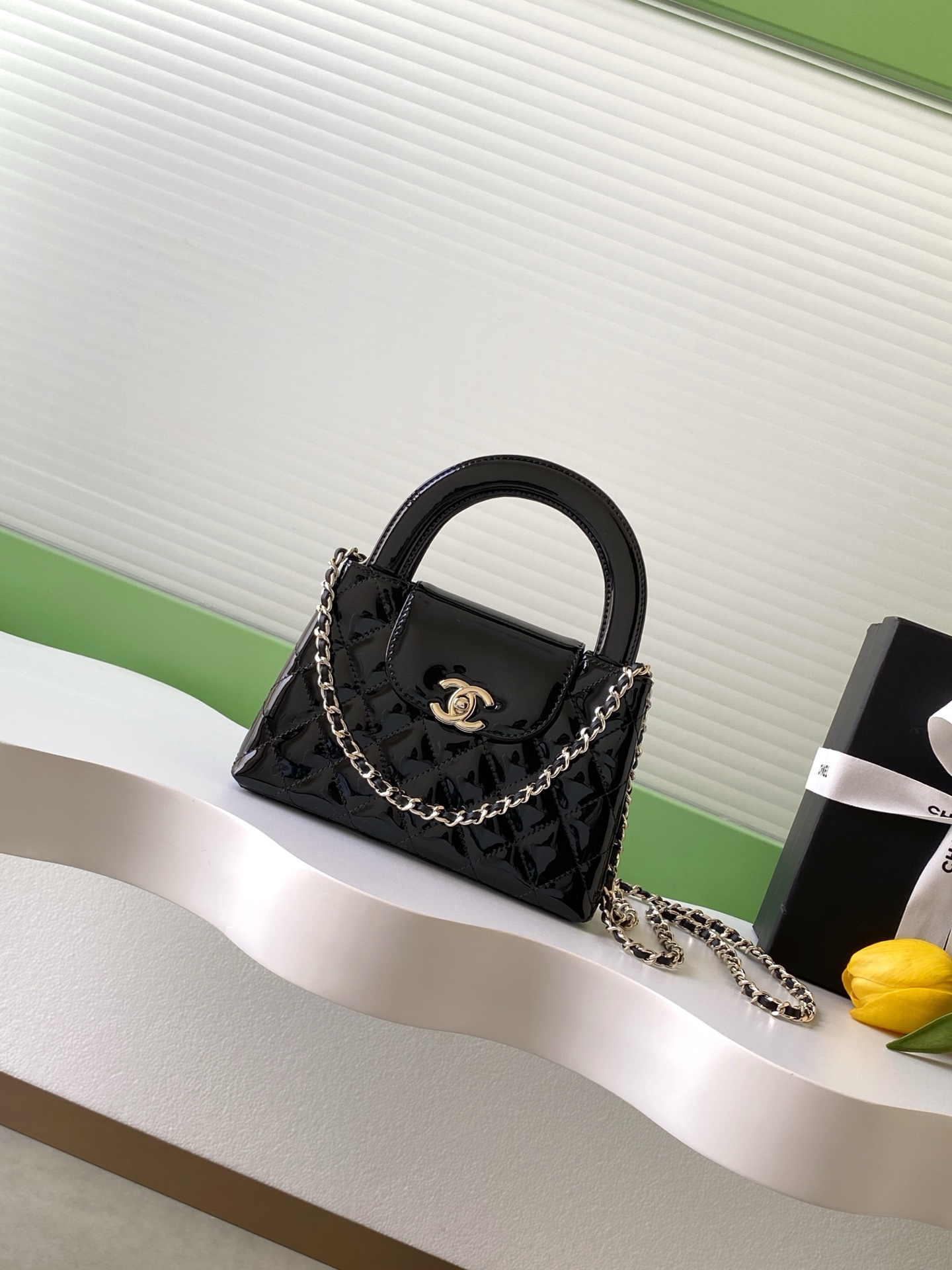 TOP CHANEL Kelly Handbag 19*13*7CM - Black&GHW