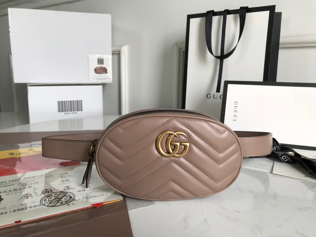 TOP GUCCI GG Marmont Belt Bag - Dusty Pink