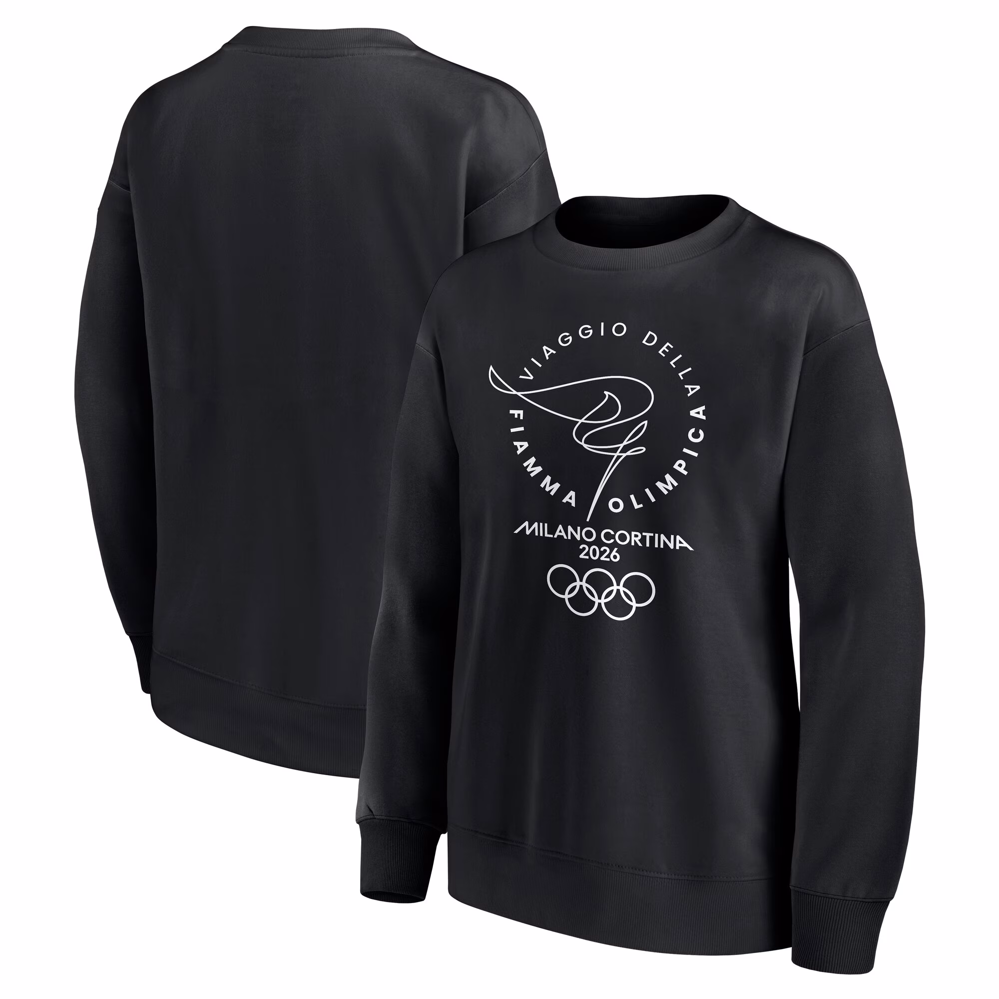 Milano Cortina 2026 Olympics Torch Graphic Crew Sweatshirt - Black - Womens