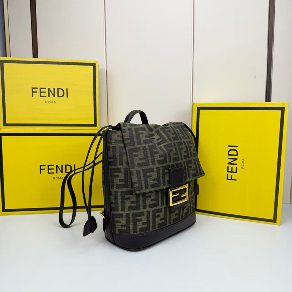 Fendi Backpack Brown FF jacquard fabric backpack (7A regular version)