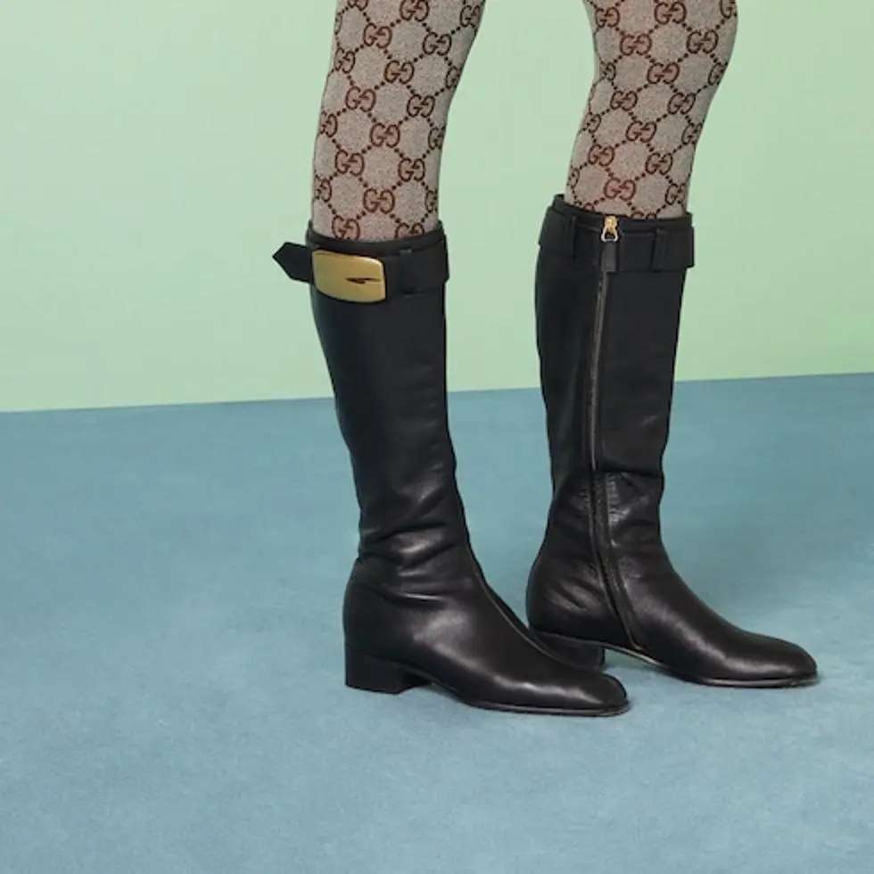 TOP GUCCI Cowhide Shoes - Black - 3.5CM