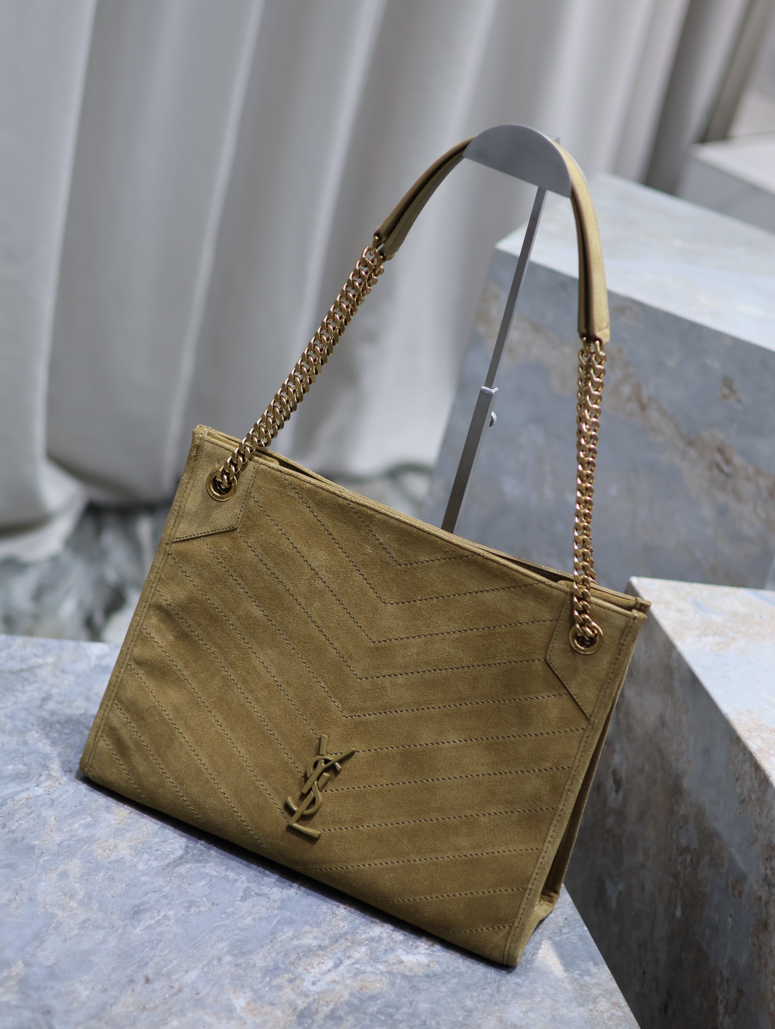 TOP Yves Saint Laurent YSL Medium Niki Shopping Bag - 33x27x11.5cm - Army Green