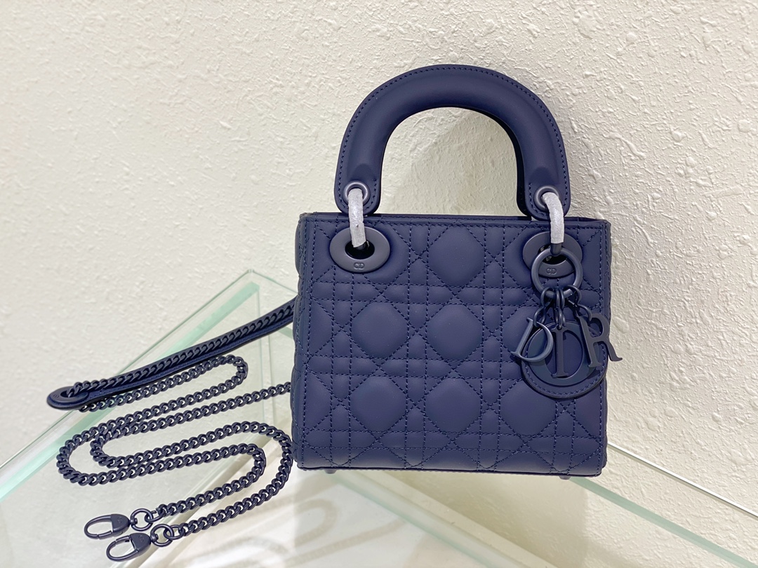 TOP Christian Dior Cowhide Lady Dior Bag 17 x 7.5x 14cm/20×16.5×8cm/24*12*20cm - Blue